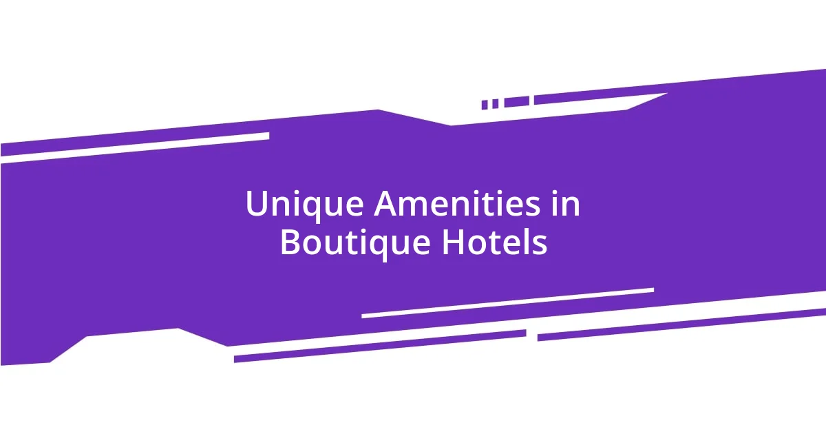 Unique Amenities in Boutique Hotels